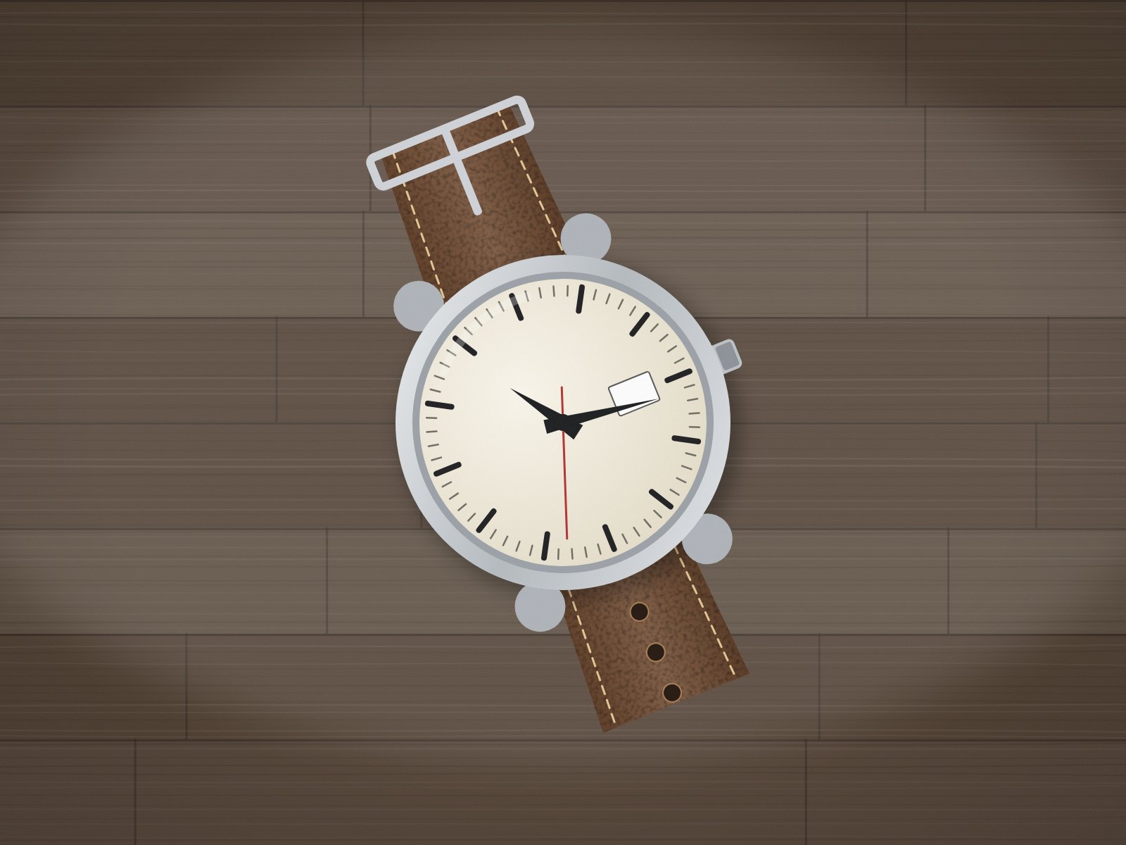 Silver watch on a brown strap